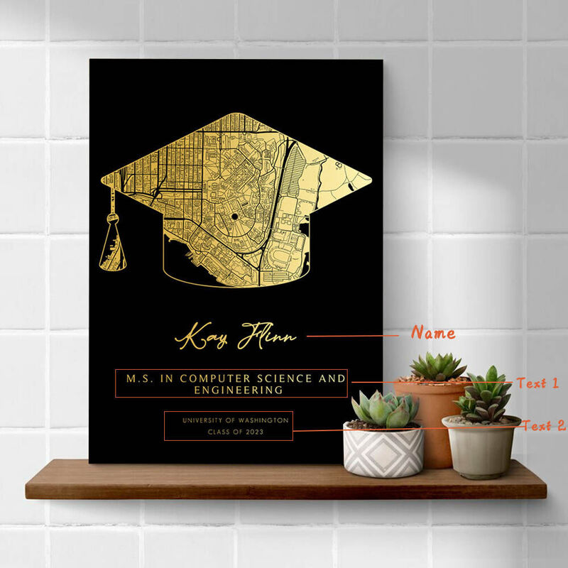 Personalized Map Canvas Wall Art with Custom Name Best Graduation Gift