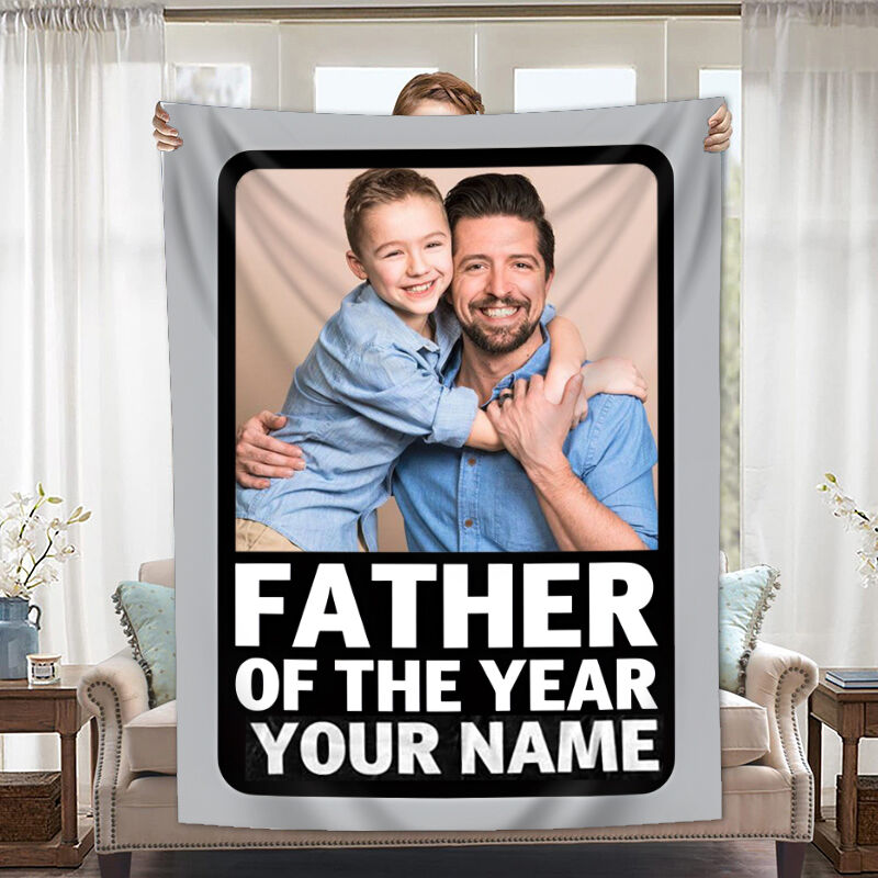 Personalized Picture Blanket with Custom Name Simple Father's Day Gift