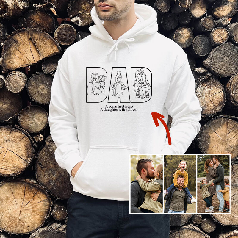 Personalisierte Hoodie bestickt benutzerdefinierte Fotos mit Papa Muster Design perfektes Geschenk für den Vatertag