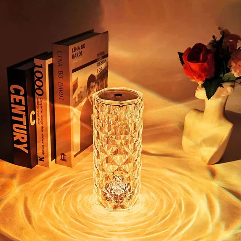 Rechargeable Crystal Table Lamp With Touch Control For Home Decoration