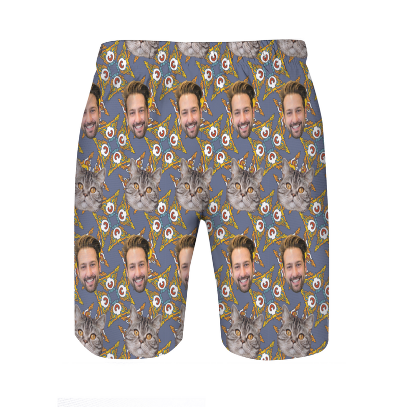 Personalized Picture Men's Beach Shorts Unique Design Gift for Family