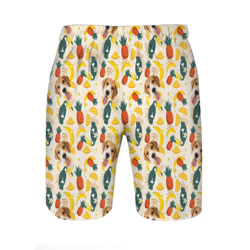 Personalized Picture Men's Beach Shorts with Bananas Pattern Interesting Gift for Family