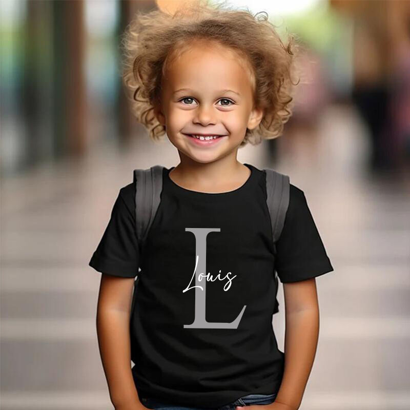 Personalized Children T-Shirt Custom Name And Initials Simple Gift For Kids