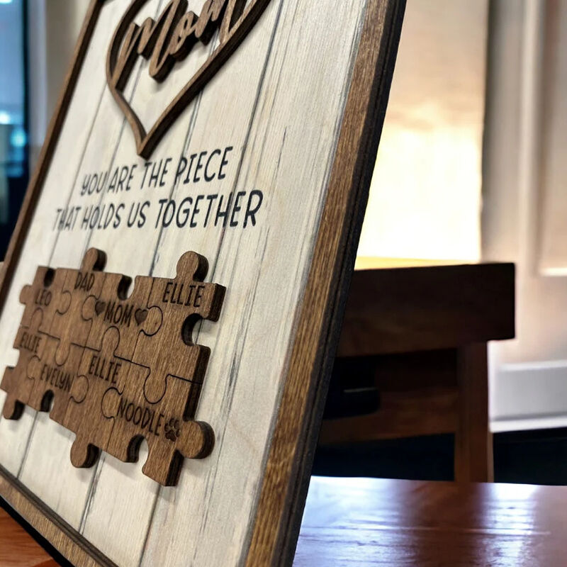 Personalized Name Puzzle Frame Mom You Are The Piece That Holds Us Together Retro Style Gift for Dear Mom
