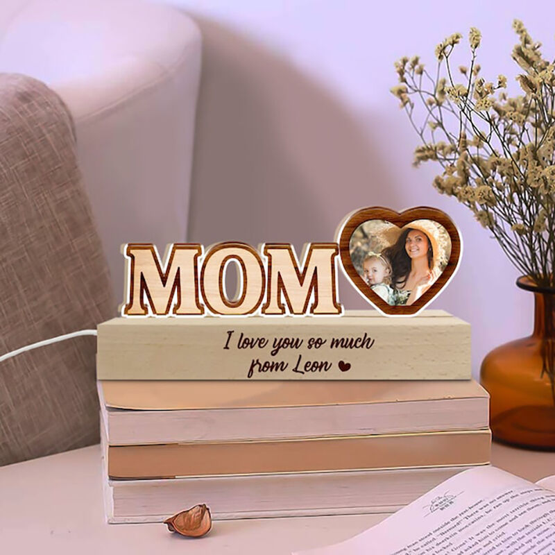 Personalized Picture Night Light with Custom Text Interesting Gift for Mother
