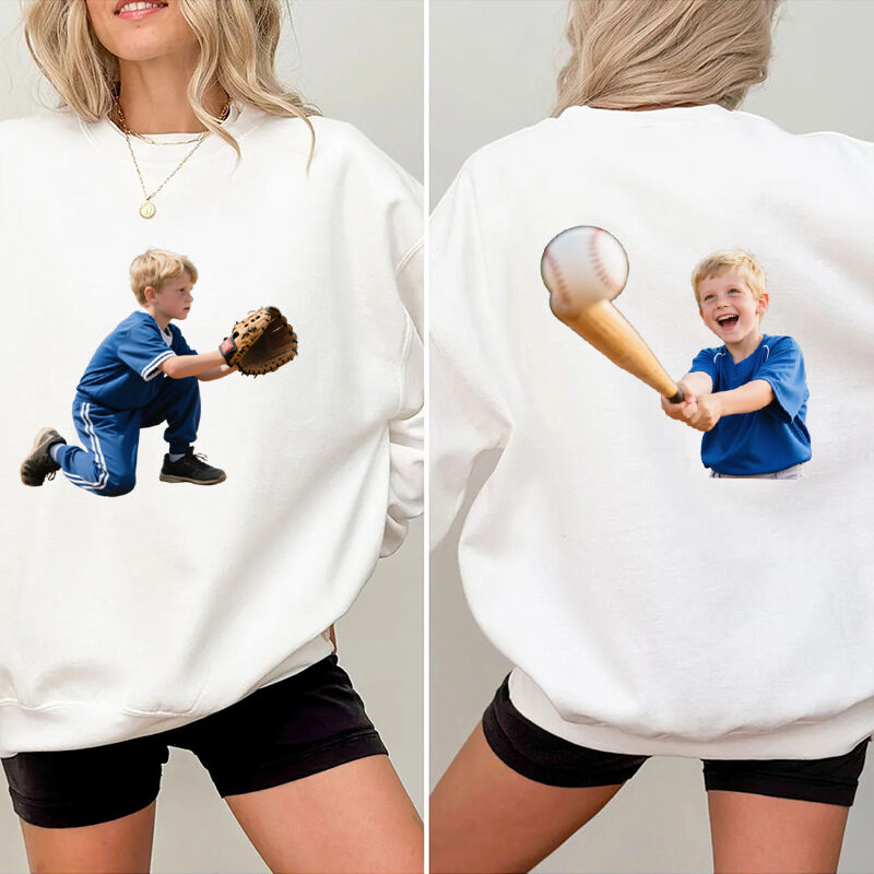Personalized Sweatshirt Custom Front and Back Photos Capture The Moments Perfect Gift for Mom Sports Lovers