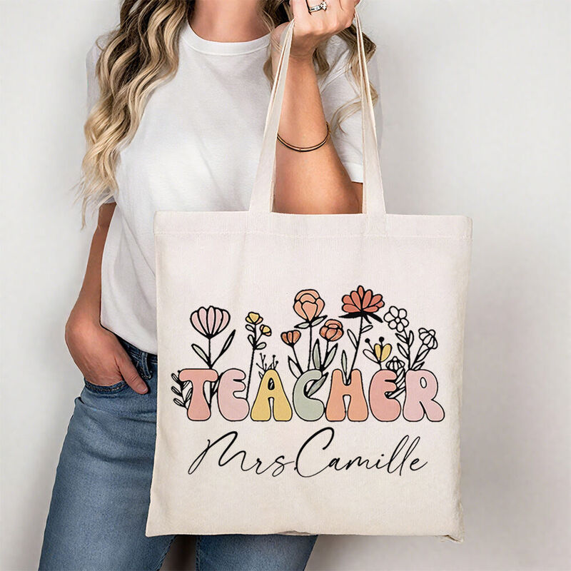 Bolsa de lona personalizada, bolsa de lona creativa, regalo de regreso a clases para maestros