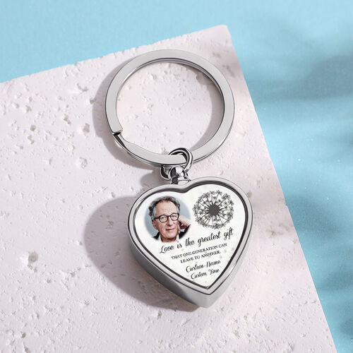 Porte-clés "L'amour est le plus beau des cadeaux" urne commémorative avec photo personnalisée