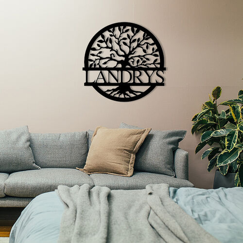 Personalized Round Life Tree Wood Name Sign