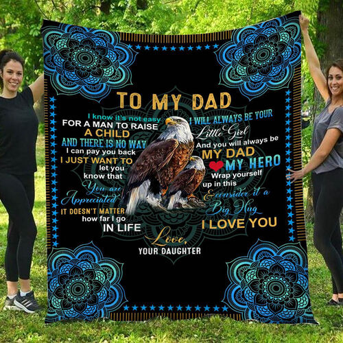 Personalized Flannel Letter Blanket Eagle Black Blanket Gift from Daughter for Dad