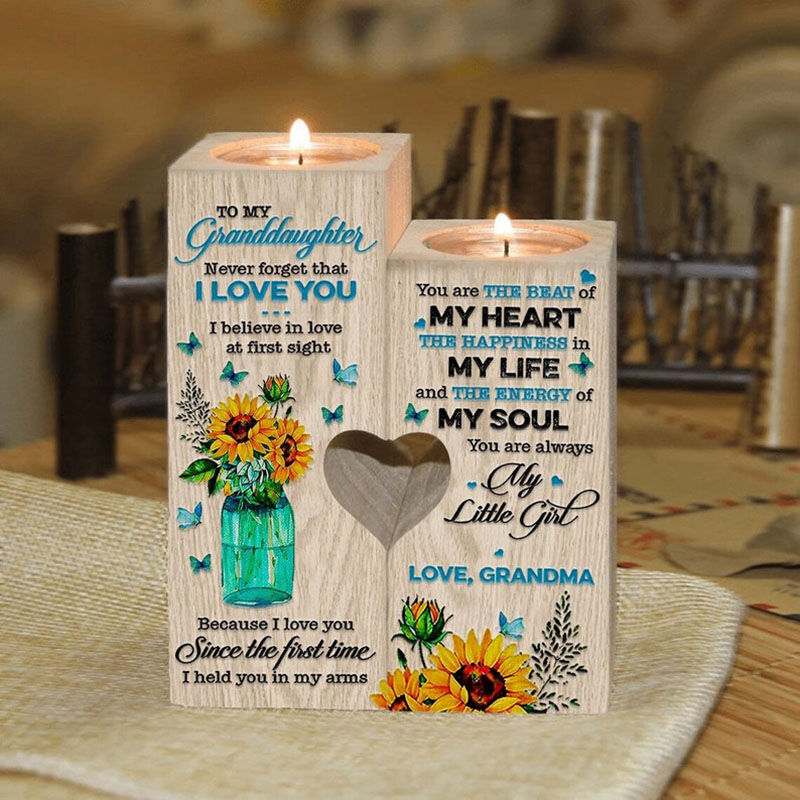 "My Heart My Life My Soul"Candle Holder for Granddaughter