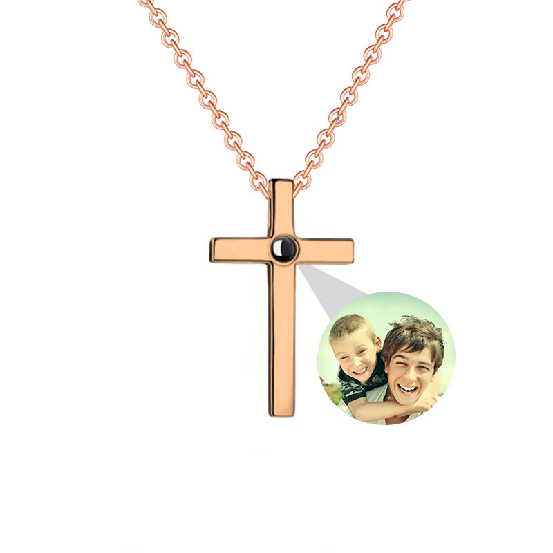 Personalized Cross Photo Projection Necklace for Boyfriend