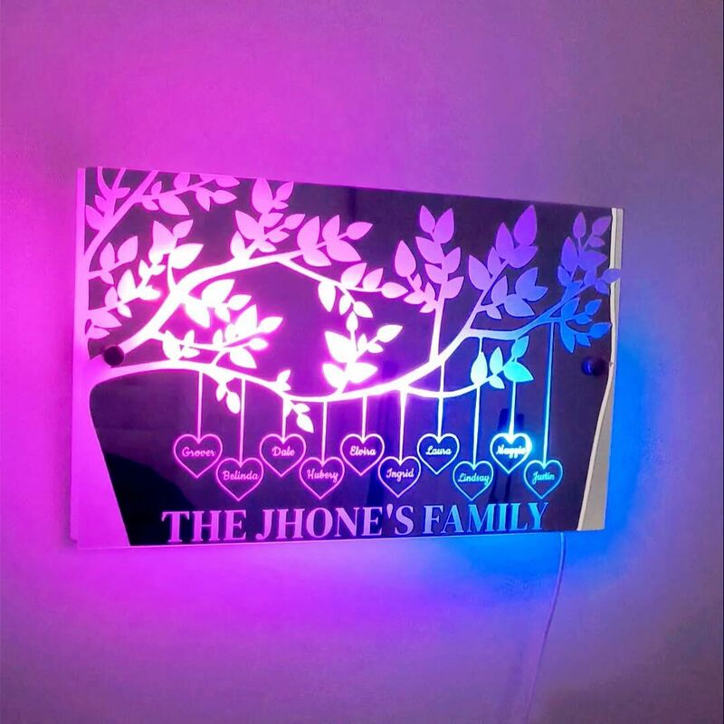 Personalized Led Family Tree Mirror Lights Cool Gifts For Loved Ones