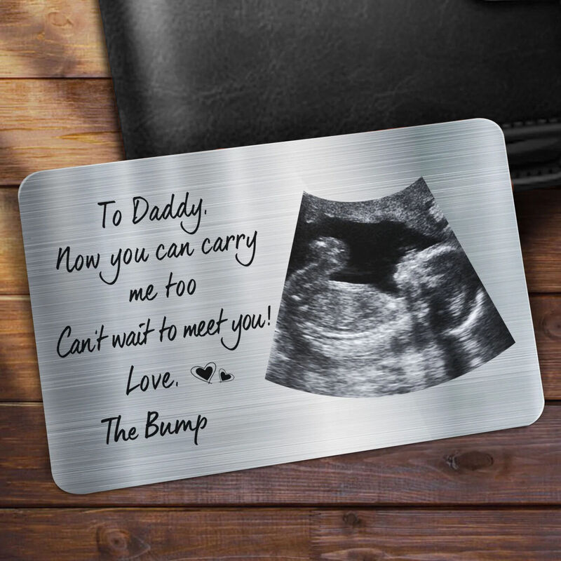 Personalized Aluminum Wallet Card Customized Newborn Photos For Dad