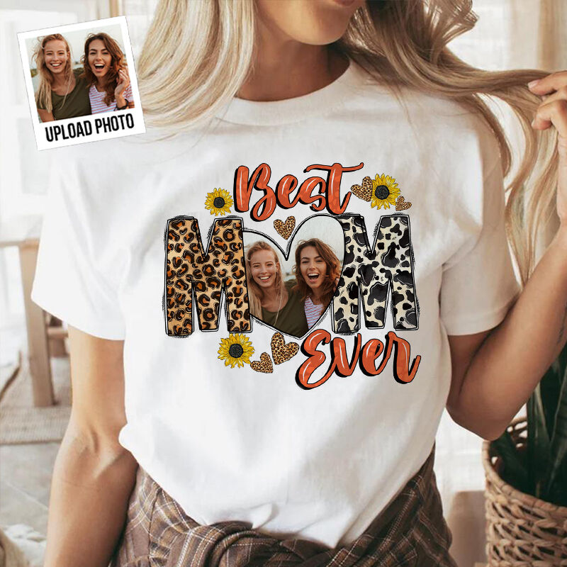 Gepersonaliseerd luipaardprint Beste moeder ooit T-shirt Geweldig Moederdagcadeau
