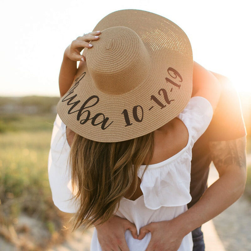 Sombrero de playa personalizado con nombre y fecha Regalo único para ella en su viaje de aniversario