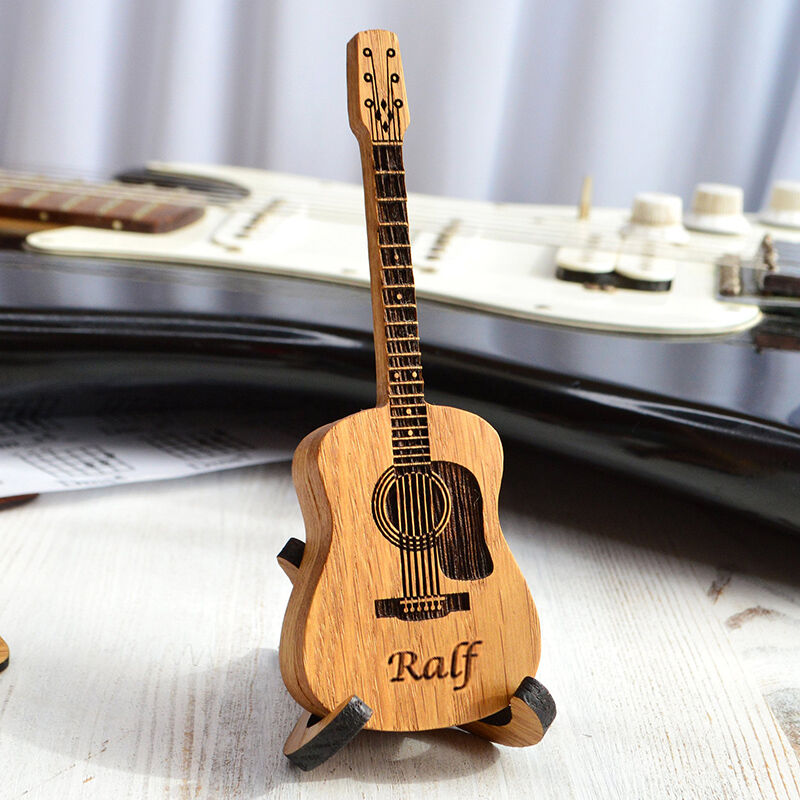 Personalisiertes Holz-Gitarrenfach Mit Plektrum Schönes Geschenk für Musikliebhaber