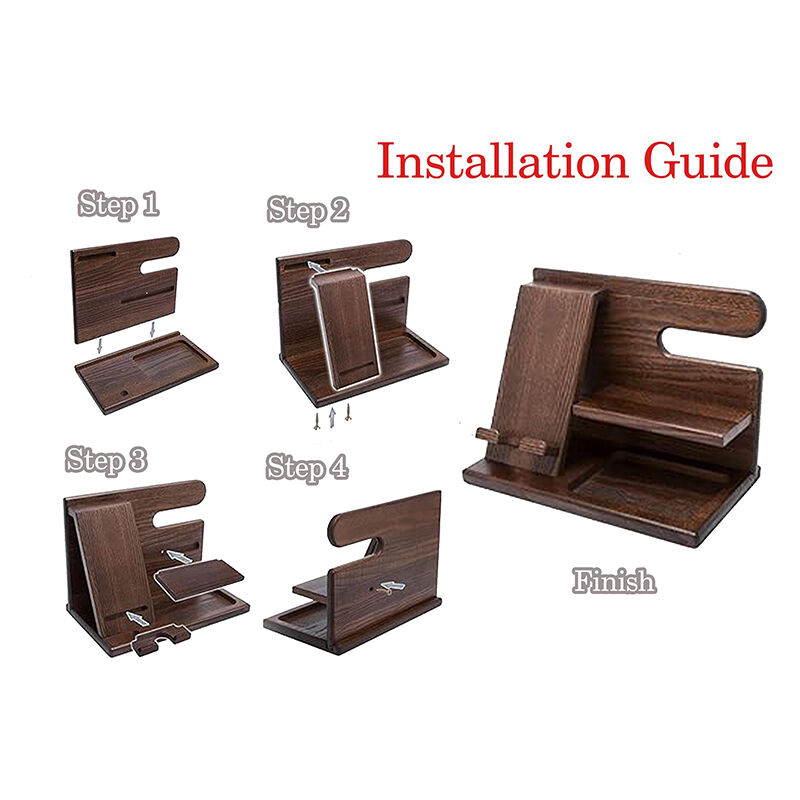 Persoonlijke bureau-organisator Telefoon-docking-station Houten stand Aangepast design Nuttig cadeau voor hem