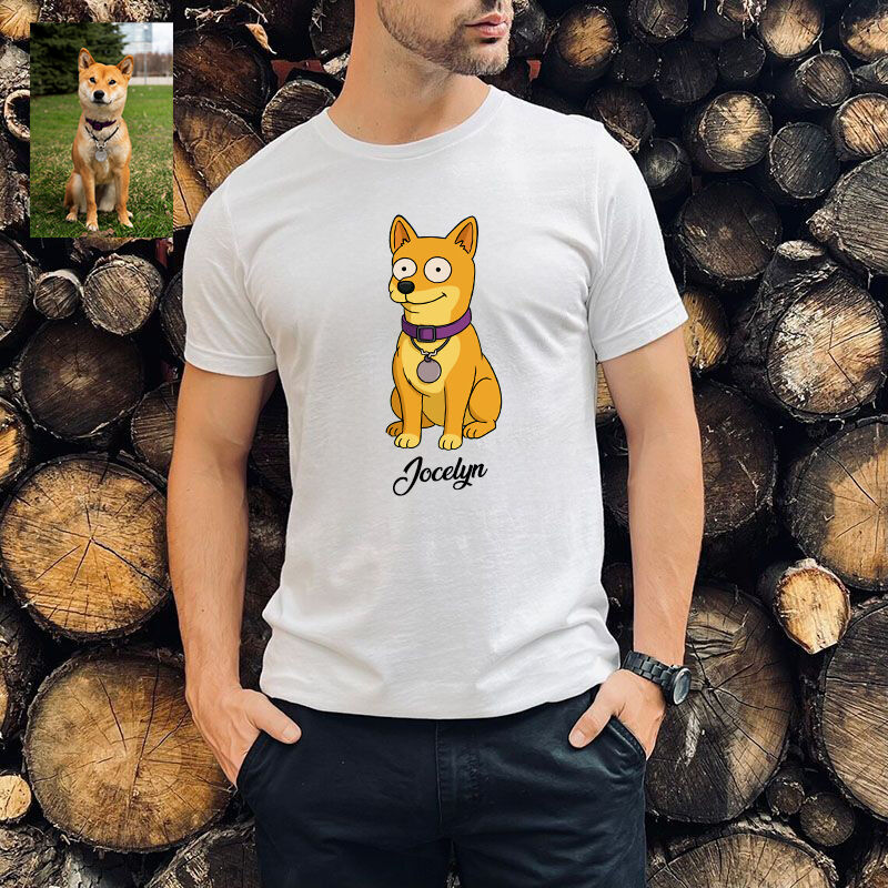 Personalized T-shirt Custom Pet Photo Simpson Cartoon Style Design Funny Gift for Pet Lovers