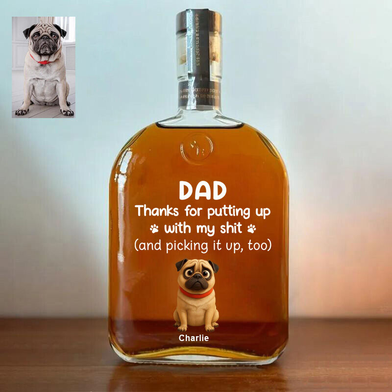 Bottiglia di whisky personalizzata con foto regalo premuroso per gli amanti degli animali domestici