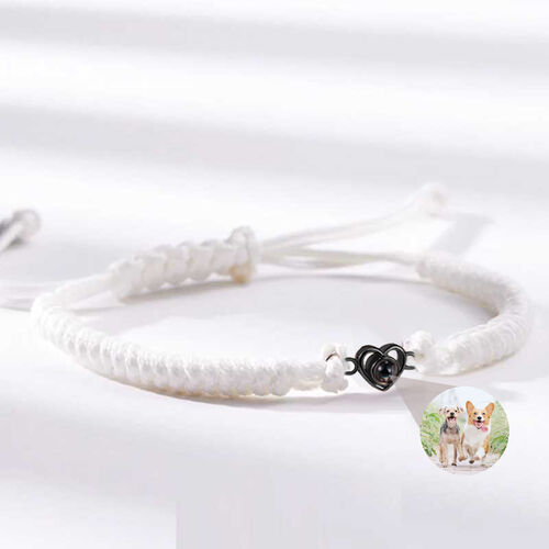 Custom Simple Fashion White String Heart Shaped Picture Projection Bracelet