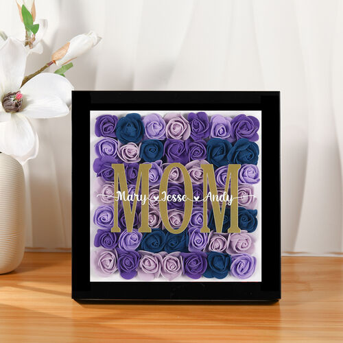 Scatola personalizzata con fiori secchi e nome regalo per mamma