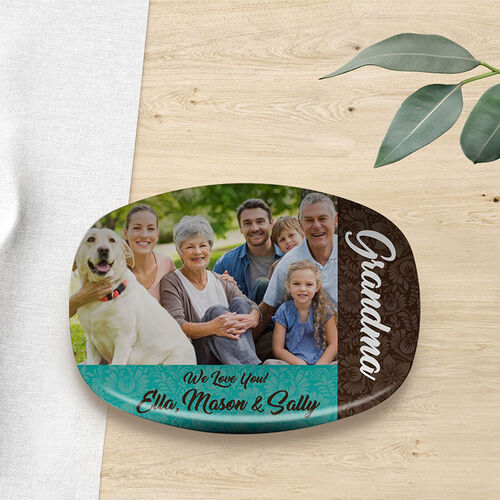 Custom Name and Photo Plate Perfect Present for Grandmother "We Love You"