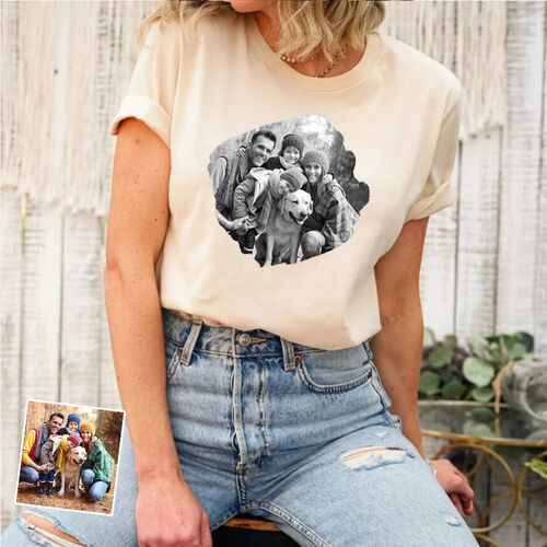 Personalisiertes T-Shirt mit benutzerdefinierten Schwarz-Weiß-Bild-Design für Liebe Mama