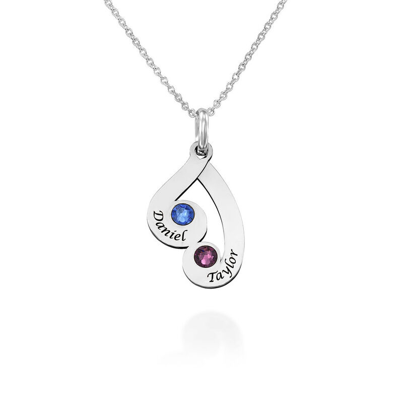 "Best Wishes" Birthstone Engraved Family Necklace
