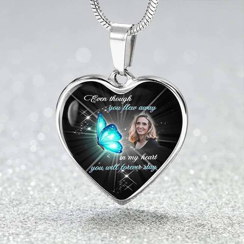 Collier Commémoratif avec Photo Personnalisée "In My Heart You Will Forever Stay"
