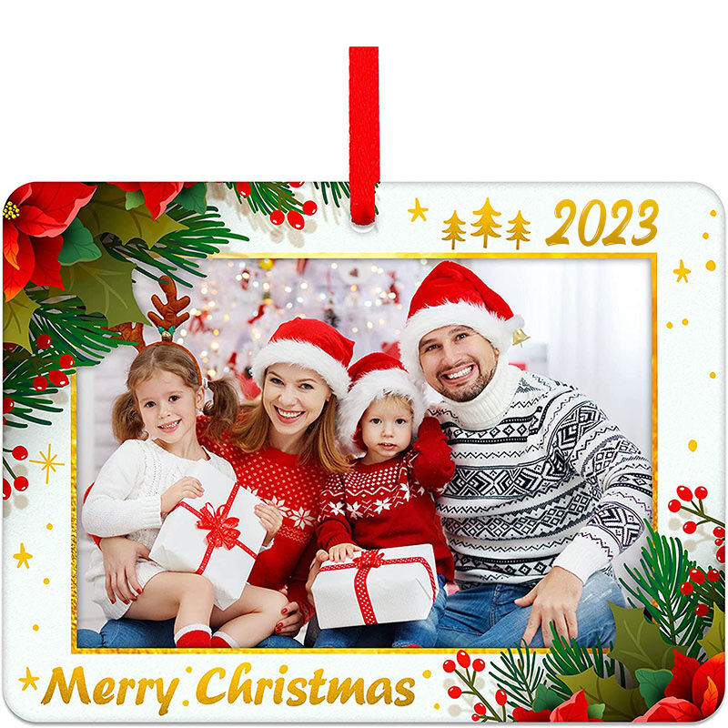 Christmas Square Frames Ornaments with Custom Family Pictures