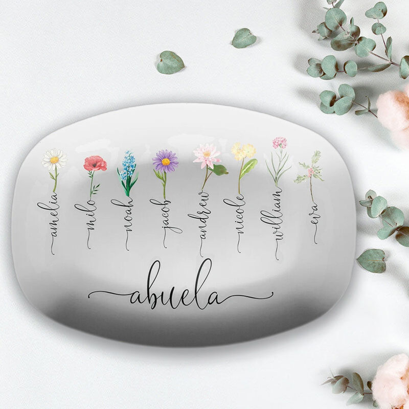 Custom Birthflower And Name Plate Amazing Gift for Family