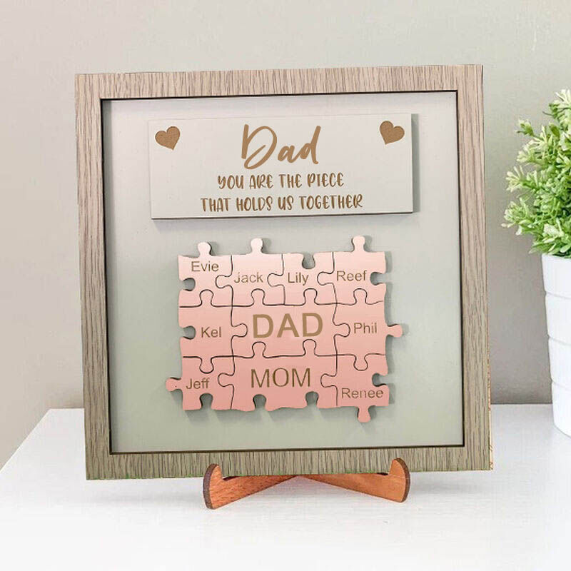 Personalized Rose Gold Name Puzzle Frame with Custom Name for Dear Dad
