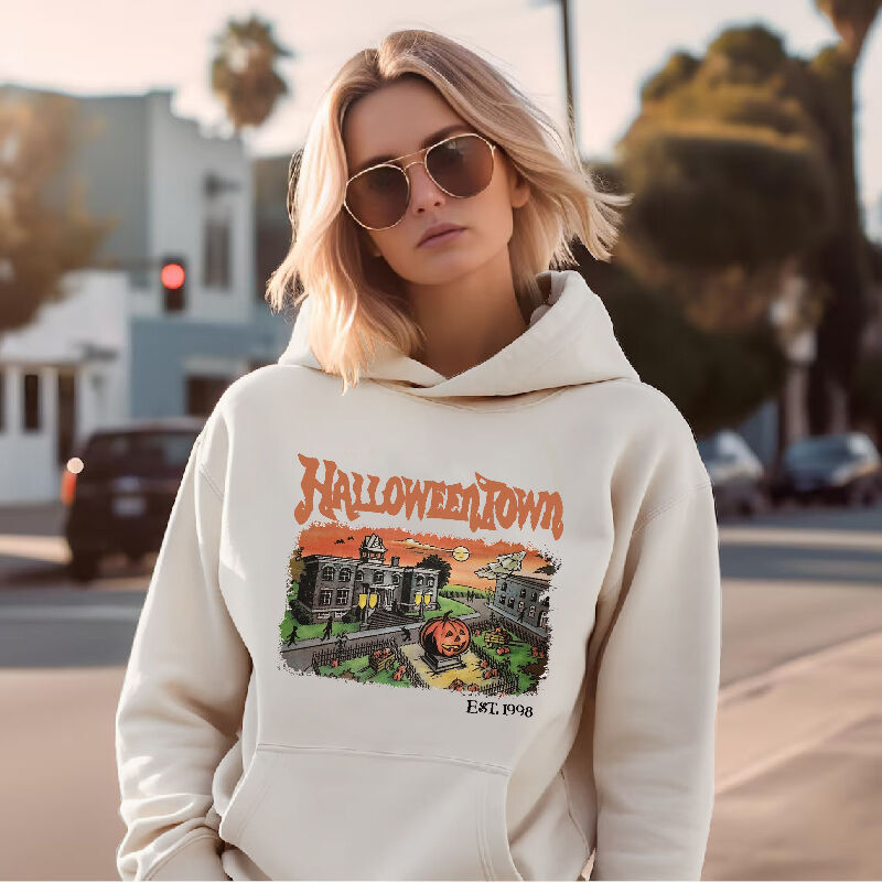 Personalized Date Hoodie with Super Halloweentown Pattern Creative Gift for Women