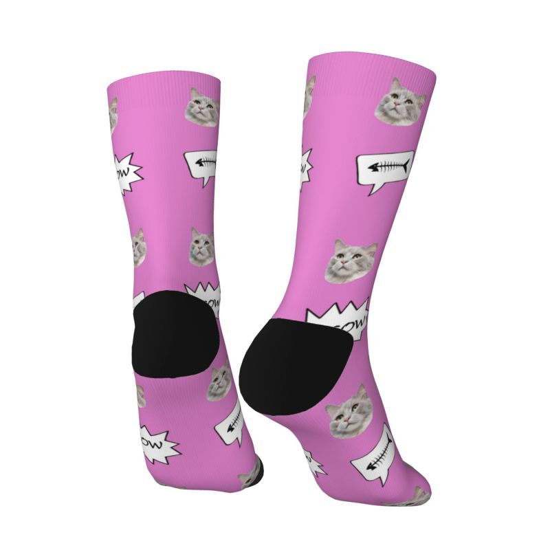 Calcetines faciales personalizados con foto de gato agregada como regalo para los amantes de las mascotas