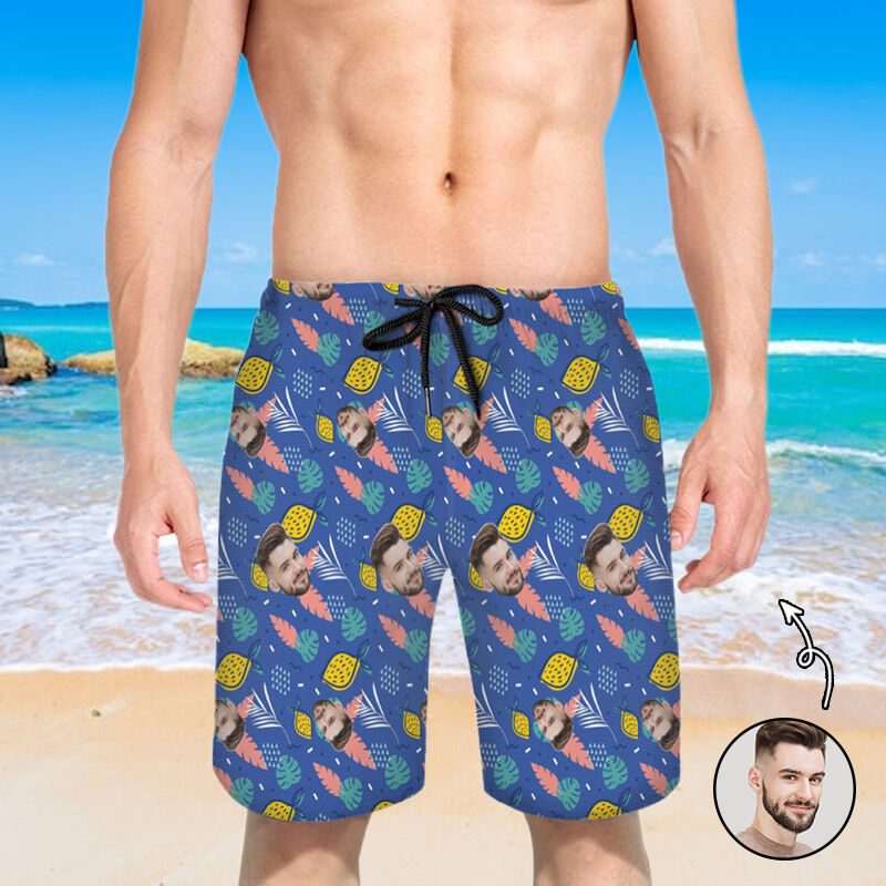 Personalized Picture Men's Beach Shorts Creative Design Present for Friend