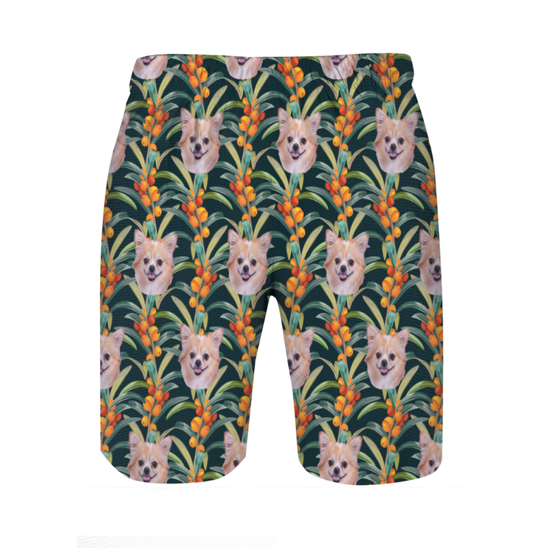 Personalized Picture Men's Beach Shorts Orange Fruits Pattern Creative Present for Family