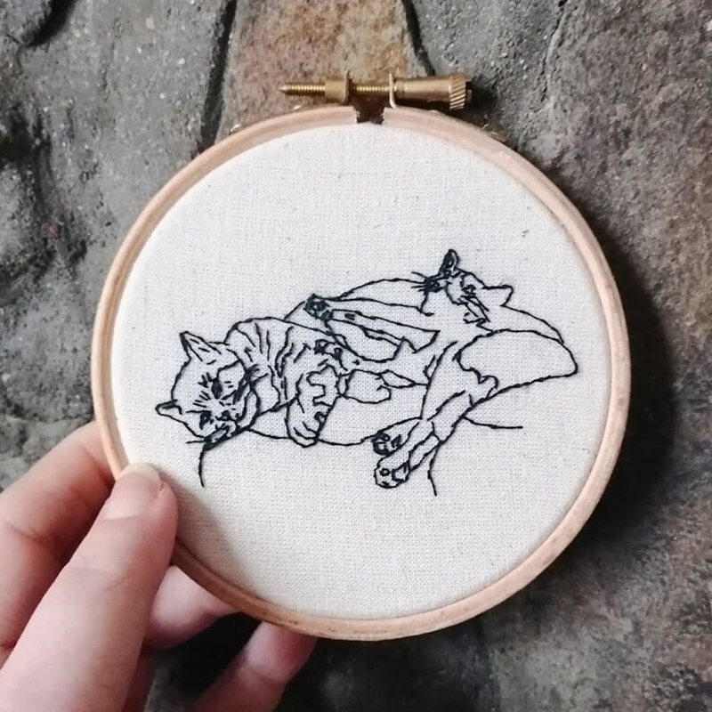 Cerceau de broderie personnalisé avec dessin d'animal de compagnie Décoration amusante pour les amis