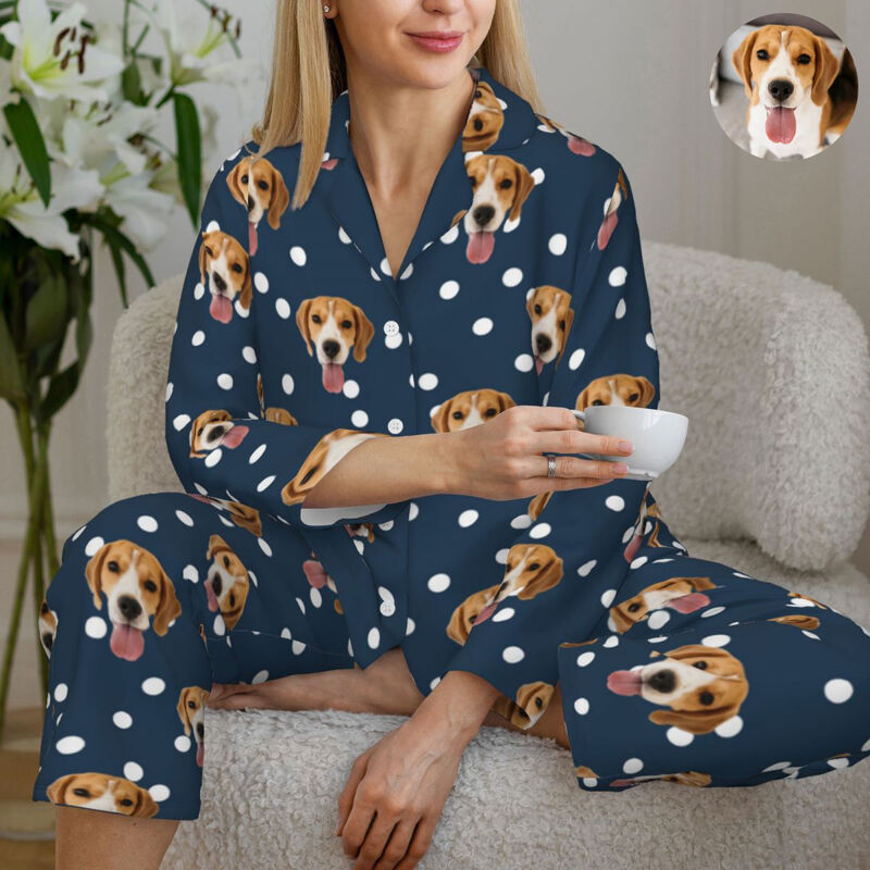 Pyjama personnalisé avec photo à pois au choix Cadeau parfait pour l'être aimé