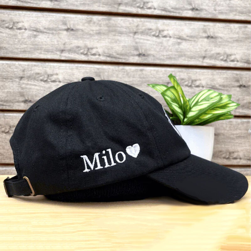 Personalized Hat Embroidered Custom Pet Photo Ear Line with Name Design Gift for Pet Lovers