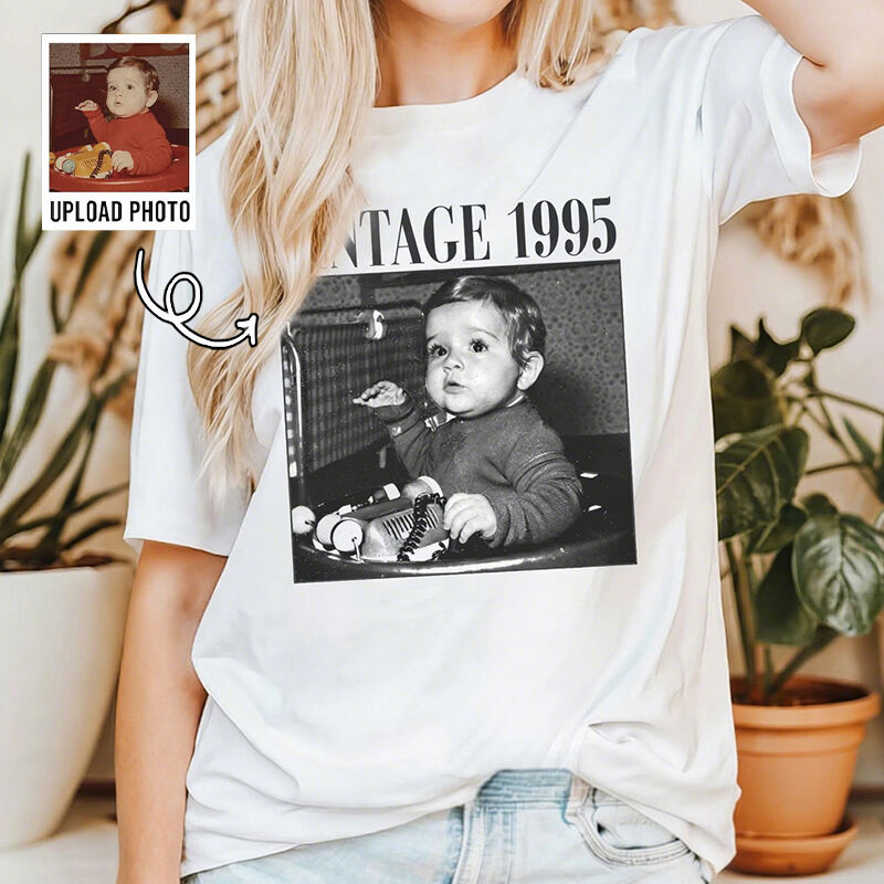 Personalized T-shirt Custom Photo Design Your Own Vintage Style Attractive Gift for Her Mom Friends