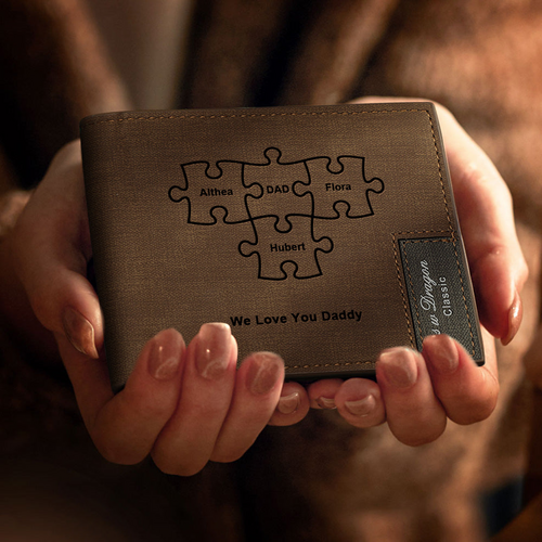 Personalisierte Brieftasche Puzzle Form Name Brieftasche Vatertag Geschenk