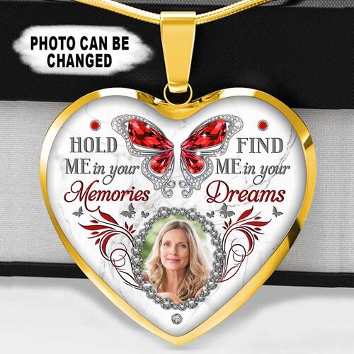 "Hold Me In Your Memories" Personalized Memorial Photo Necklace