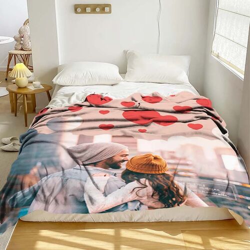 Coperte Invernali Personalizzate con Foto e Cuore per Coppia