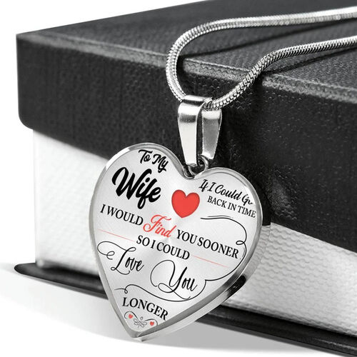 To My Wife "love you forever" Heart Necklace