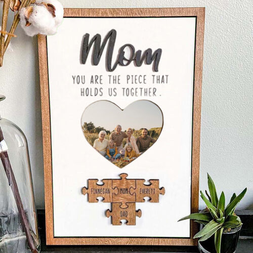 Custom Picture And Name Sign Puzzles Pieces Gift for Mom