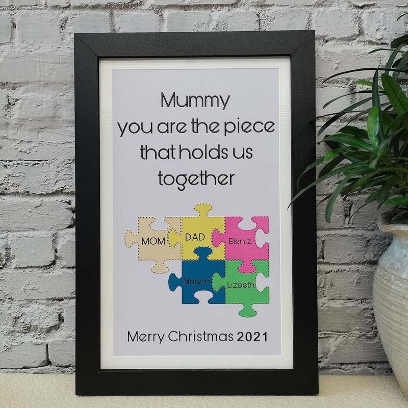 Personalized Mom & Dad Puzzle Pieces Name Sign Gift For Mummy