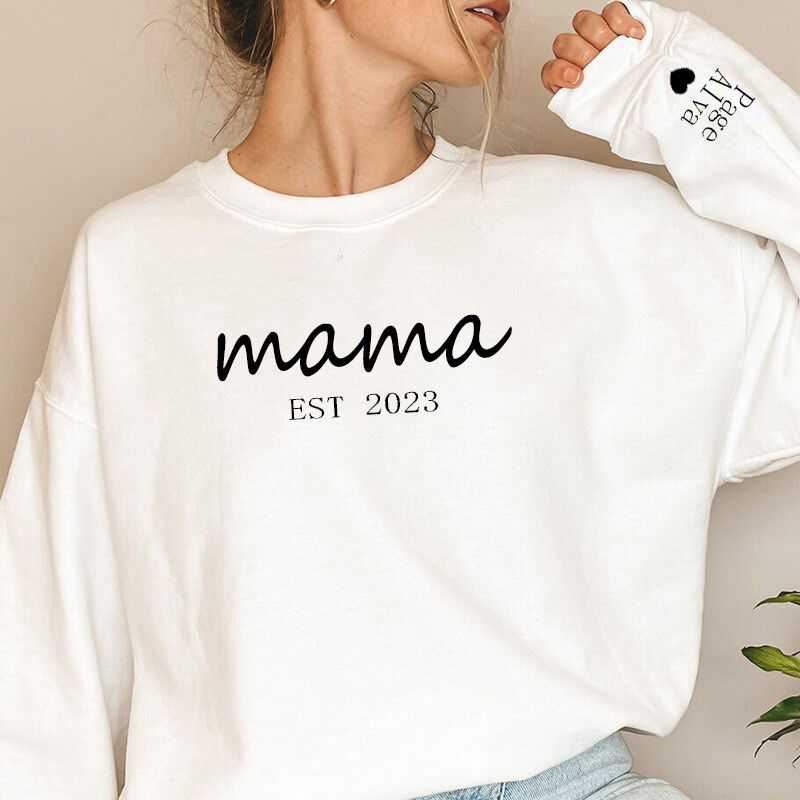 Personalized Mama Sweatshirt with Custom Name and Date for Mother's Day