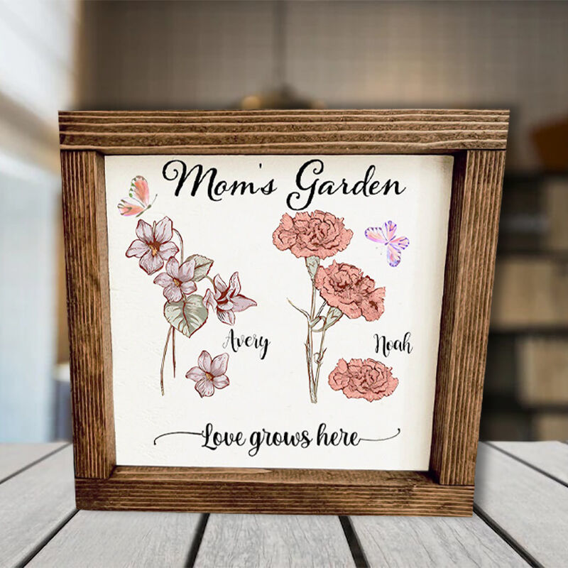 Personalized Birth Flower Frame Love Grows Here Memorable Gift for Mother
