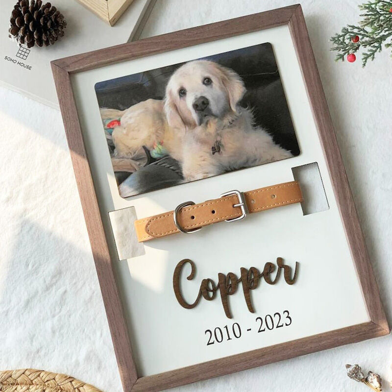 Personalized Pet Collar Photo Frame Memorial Gift For Pet Lovers